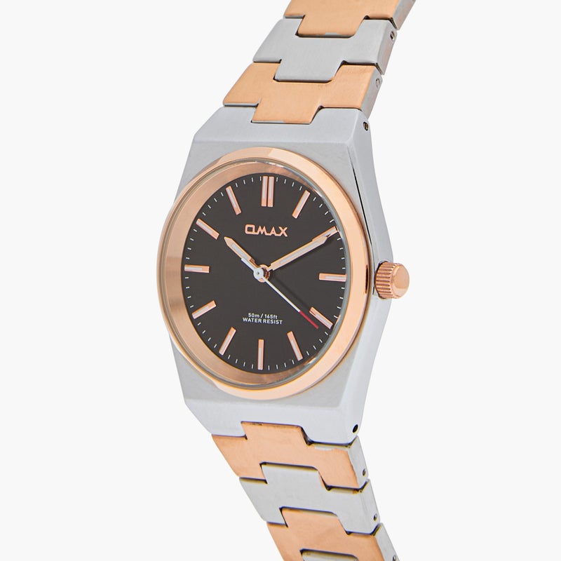OMAX Women's Analog Wrist Watch - Black and Rose Gold - Image 4